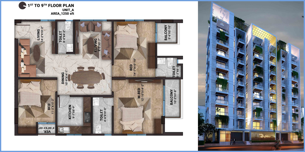 Ali Palace 3 Bed 6th Floor Unit A 1585 SFT